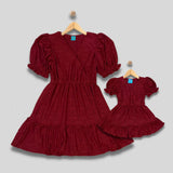 ZANA: maroon eyelet dress