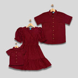 ZANA: maroon eyelet dress